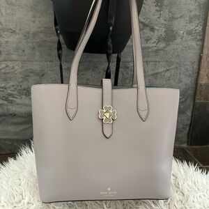 Kate Spade Light Gray Tote with Floral Accent